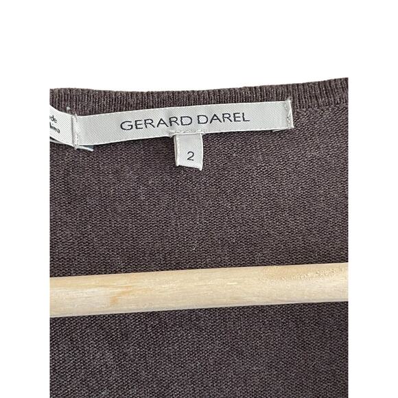 Gerard Darel Striped Metallic Sweater Women Size Small Gray V-neck Leightweight - Picture 4 of 6